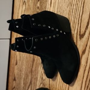 FERGIE black suede studded bootie